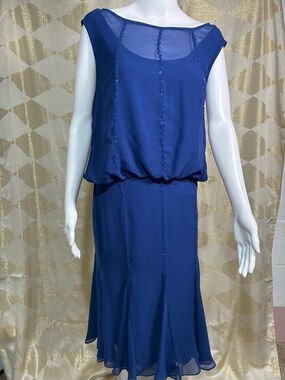 Jessica London Cobalt Blue Blouson Midi Dress